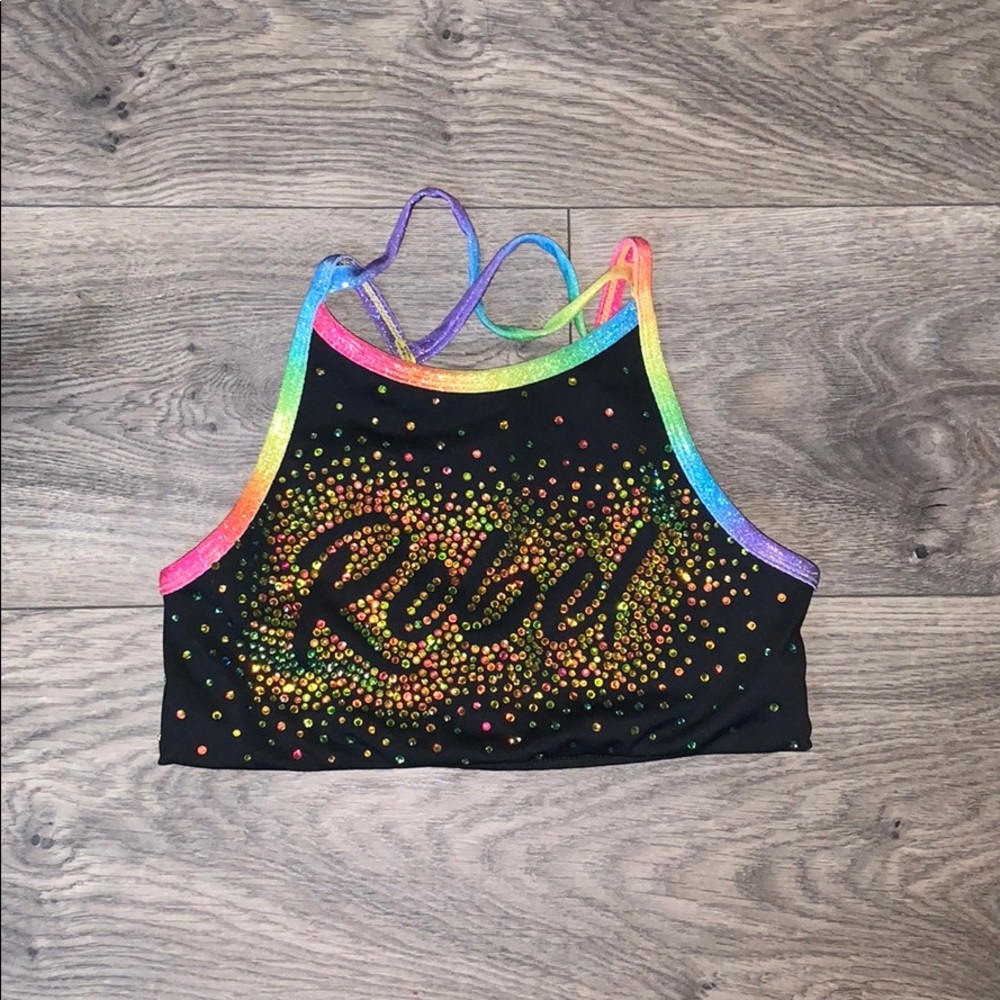 Rebel rainbow sports bra